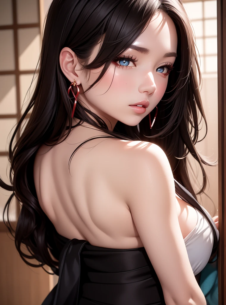 background（Black Night Sky，Big Moon），Close-up of a woman，Wearing a white shirt、Purple Hair，Very long hair，very thick braids，Purple eyes，big ， realistic girl rendering, 8k artistic german bokeh, Enchanting girl, Real Girls, Gurwitz, Gurwitz-style artwork, Girl Roleplay, Realistic 3D style, cgstation Popular Topics,, 8K Portrait Rendering,（truth，truth：1.4），Wear pink pajamas，巨big ，Sparkling eyes，Purple eyes