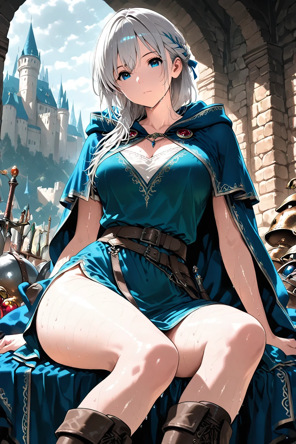 forest, mountains, fairy, wings, :3, pointy ears, (2girls:1.8), (height_difference:1.5), (size_difference:1.2), (forest: 1.2), cliffs, hills, (giantess:1.6), (very tall girl: 1.3), small breasts, smug, bangs, hair covering eyes, :3, >:D, a crowd of adventurers on a hill below the ass of a giantess, adventurers on a platform in front of the ass of a giantess, (multiple_girls:1.5), (1girl:1.5), hills, cliffs, (minigirl:1.6), (minigirl on a hill: 1.2), (adventurer:1.2), (robe:1.1), (knight:1.1), (wizard:1.2), (naked:1.2), shiny skin, cameltoe, pussy juice, naked, pussy, (:1.4), masturbation, squirting, ,