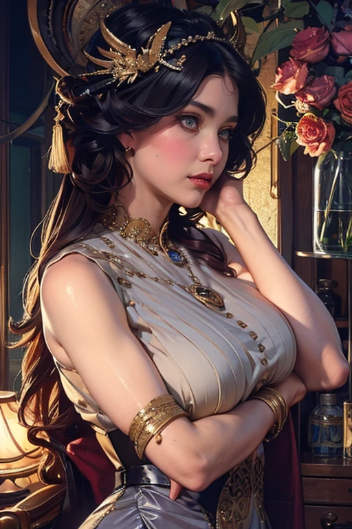 (hoang lap,high high quality,ultra - detailed,tmasterpiece,concept-art,fluency,Highly detailed artwork,uma pintura hiper-realista)dream magical,𝓡𝓸𝓶𝓪𝓷𝓽𝓲𝓬,vividness,Kizi,Pink big breasts,Strawberry shortbread character,adolable,full bodyesbian,Style Artgerm, ((cleavage)), ((huge tit)), Gorgeous background, (RAW photo:1.2),