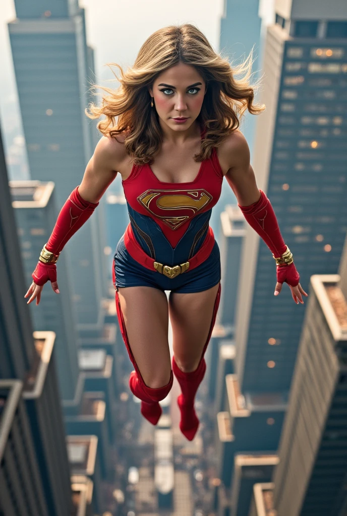 DC movies,full body,photo of a 18 year old girl,supergirl,taking a trapeze class,happy,ray tracing,detail shadow,shot on Fujifilm X-T4,85mm f1.2,sharp focus,depth of field,blurry background,bokeh,motion blur,motion lines,<lora:add_detail:1>,