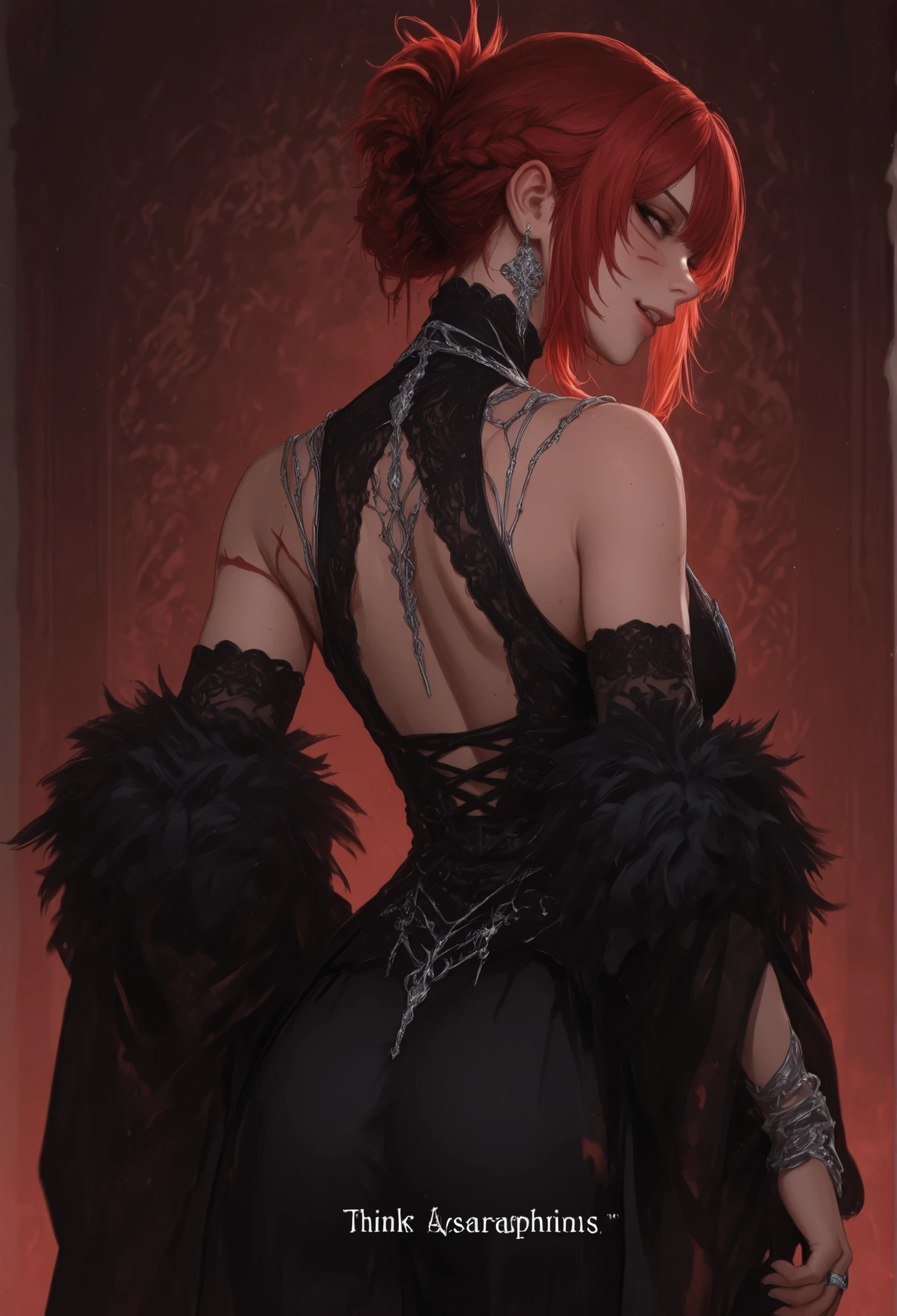 Character Name: Seraphina Valerius (Often referred to as "The Crimson Ice Queen")
Age: 28
Gender: Female
Appearance:
Hair: Long, flowing, red and the color of freshly spilled blood. It cascades down her back, often styled in intricate braids or elaborate updos that showcase its vibrant hue.
Eyes: Piercingly cold, a shade of glacial blue that seems to hold no warmth. They are sharp and observant, constantly assessing and dissecting those around her.
Build: A figure sculpted for power and allure. Seraphina possesses curves that hint at sensuality, yet she carries herself with an athletic grace that speaks of strength and agility. Her movements are deliberate and controlled, each step exuding confidence.
Face: Exquisitely beautiful, with high cheekbones, a sharp jawline, and full lips that often curve into a knowing smirk. Her beauty is both captivating and intimidating, the kind that stops people in their tracks but also makes them wary. She has a small, barely noticeable scar just above her left eyebrow, a memento from a past conflict.
Attire: Seraphina favors dark, elegant clothing. Think tailored gowns in deep reds, blacks, and silvers, often adorned with intricate embroidery or subtle embellishments. She wears jewelry sparingly, but each piece is carefully chosen to enhance her presence and project an image of power. A silver ring shaped like a serpent is her signature accessory, always worn on her right hand.