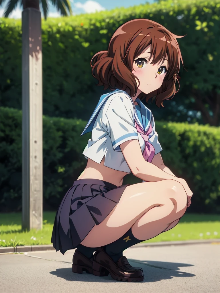 (Realistic, photo Realistic:1.2), ((Highest quality)), Shift the center of gravity backwards, Quite embarrassing, you_Kumiko_Euphonium Sound, brown_hair, short_hair, brown_eye, blush, Seraphim, 前hair, Bloomers, Gym suit, Sports boots, (Sit on the ground:1.4), Place your heels on the ground, (Spread your legs:1.2), Squat with your knees raised, Put your butt on the ground, black penny loafers, Beautiful facial details, Real human skin, Gentle expression, Front view, angle From below, Realistic, photoRealistic, Crouching in the schoolyard, whole body, (Looking at the audience:1.2), from before, From below,　 (Perfect hands, Perfect ???????),　High quality anime、high resolution, Kumiko、Tabletop, One Girl、Kitauji High , neckerchief, Pink neckerchief, プリーツskirt, , Seraphim, Wear a white shirt, Short sleeve, skirt, White shirt、水色のskirt、Light blue uniform、garden、beautiful flower々満開のgarden、amusement park、Cowboy Shot、[3D Images:1.5],[[魅力的なeye,詳細なeye、輝くeye, カラフルなeye:1.15],whole、Observe your audience、View from the front、 8K images,Cute anime girl, White Sailor Suit, Seraphim, anime girl in bikini standing on a beach with palm trees, wallpaper anime blue water, 4k yen manga wallpaper, anime moe artstyle, anime! 4K, anime! 4k yen, seductive anime girl, 4K anime wallpaper, ultra hd anime wallpaper, Realistic Bikini, Red cute tie, [ 4k yen digital art ]!!, ecchi anime style, anime girl sitting on bed with arms crossed, an anime drawing by Jin Homura, Pixiv, Tropical Hair Ribbon, anime moe artstyle, cute anime girl, I also make fan art,  , Oumae Kumiko, anime best girl, anime visual of a cute girl, young anime girl, an anime girl, pretty anime girl, anime girl, Very detailed、masterpiece、Highest quality、Ultra-high resolution energy A、8K high resolution、Photogenicity、詳細なeye、Gradation、Perfect ???????的体型 ,hard disk、Hmph (English) ,Nikon Z9 80mm Lens , Tabletop、Model standing、race素材の濃いPink Panties、White tight t-shirt、ドレスは白いrace素材で作られています(((Show me all my panties)))、(((skirtは間違いなく着古されている)))、(((skirtの裾を上げる)))、Panty Focus、Too bright natural light、sunlight、詳細なraceパンティパターン、Regular panties、(((While standing, skirtを上げてカメラにパンティを見せましょう)))、(((Beautifully aligned and white teeth)))、(((Lift the skirt Greater than and、 Greater than,、Show your panties to the camera)))、Ultra slim body, Big Breasts、Slender model body type、Beautiful posture, By subway、extremely hVery detailed、masterpiece、Highest quality、Ultra high resolution A、8K high resolution、Photogenic (Perfect hands, Perfect ???????), race、Pink Panties、vivid shorts,   (Perfect hands, Perfect ???????), I'm smiling at you、