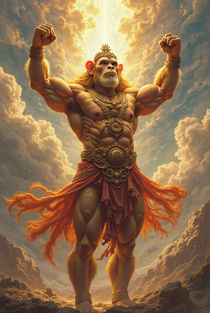 The real lord hanuman bring the boy on sky and he save to the many types of devil this time is evening