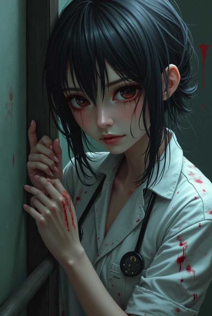 / imagine
That doctor lady is injured at 11 places, she is crying a lot, very sad, very scared. his eye is hurt REAL