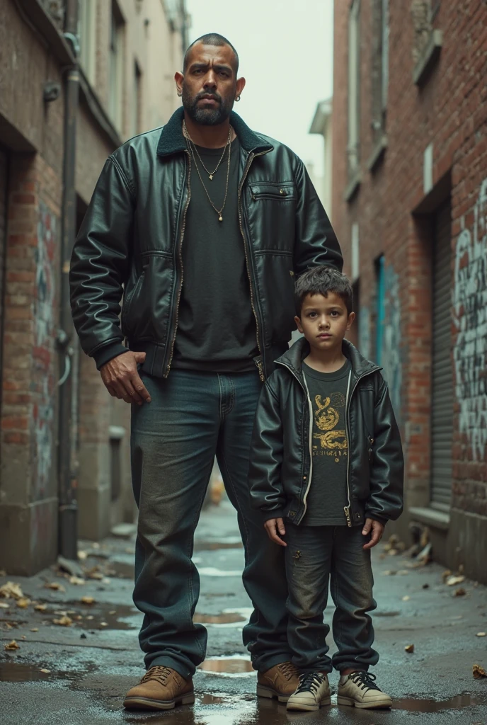 Draw me a picture of a high school boy with a street thug.