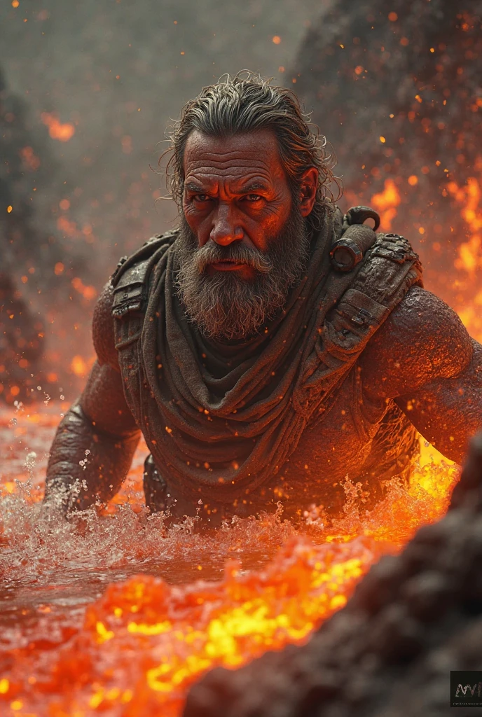 A red-haired Viking injured and lying on the ground.