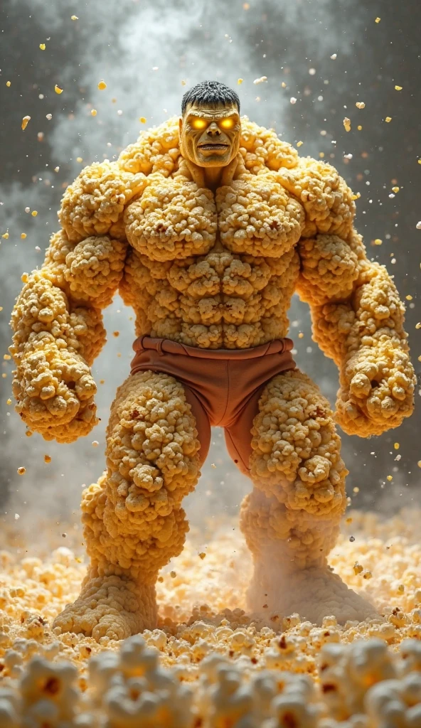 Croissant-carving,a realistic FIGHTING HULK entirely from croissants,realistic style,cinematic feel,
