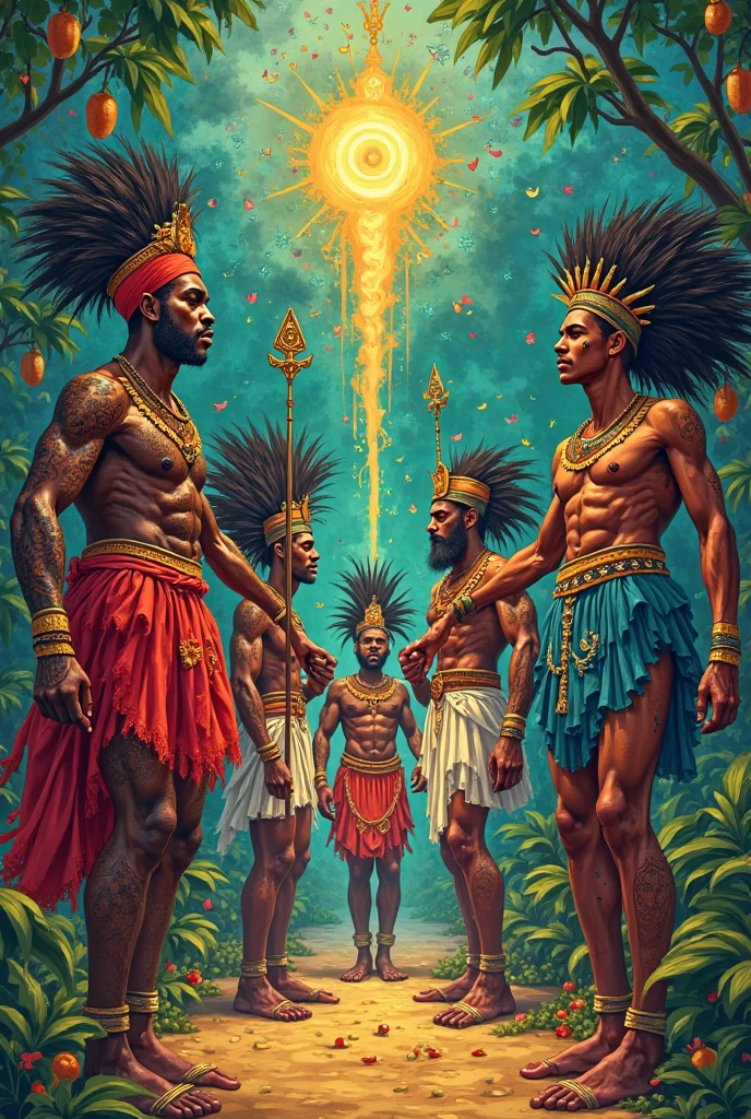 Shadows of the saints ogun and oxum, one next to the other 
