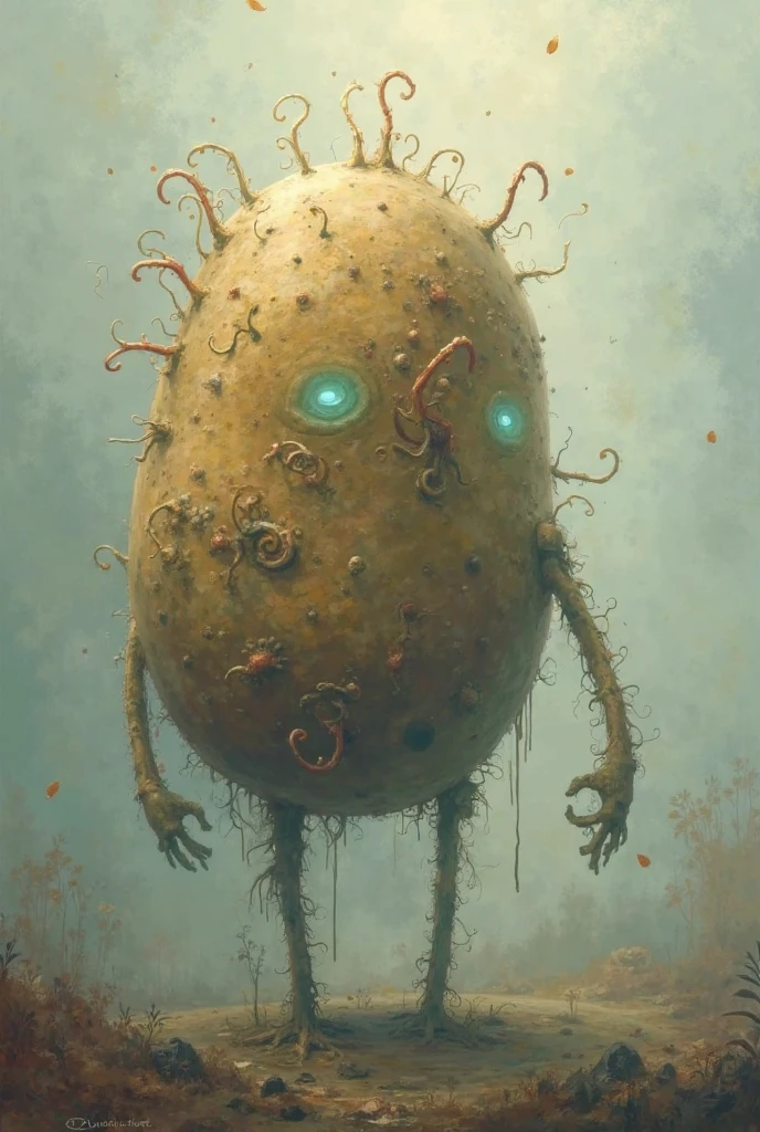 standing in misty desert, violet, bestiary, evil grin, (bee flying:1.5), (epoxy_skull:1), (ManyEyedHorrorAI:1.3) black background