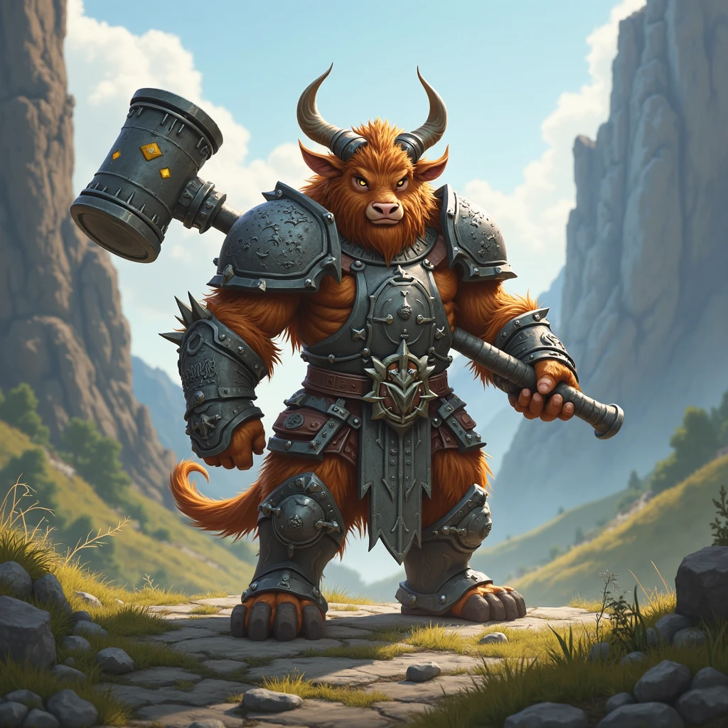 《World of Warcraft》Characters in this game,In the vast continent of World of Warcraft,A majestic tauren hero,personification,Walking,Walking slowly on the green grass field。His tall body stands straight and upright,Deep eyes sparkle with wisdom。Thick hair fluttering in the breeze,As if it were part of the earth,Blend in with the nature around you。 The tauren hero carries a huge double-edged battle axe on his shoulders,The weapons are inlaid with precious gems,Exudes mysterious energy。His hands hold the hilt of the sword,Calm and powerful,It seems that he can easily chop down any enemy that stands in his way.。 Behind him,A group of loyal companions followed closely behind,Their steps are powerful,Radiating courage and determination。The Tauren hero's eyes sparkle with faith in justice and loyalty to the tribe.,They will fight alongside their companions,Defending the Homeland,Protecting world peace and order。 This scene seems to be frozen in the scroll of time.,Demonstrating the dignity and courage of the Tauren,Awe-inspiring,As if I could feel their power and glory。In the adventure of World of Warcraft,The Tauren heroes will continue to write their own legendary stories,Always remembered in the hearts of players。,
