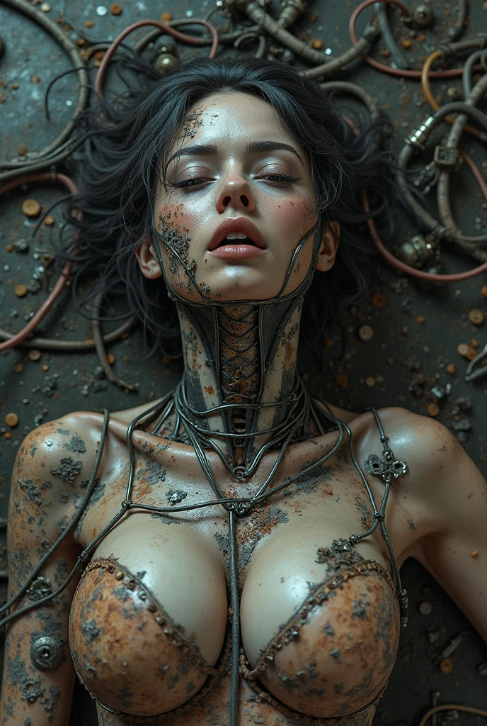 Bio mechanical cyberpunk hr giger hybrid girl