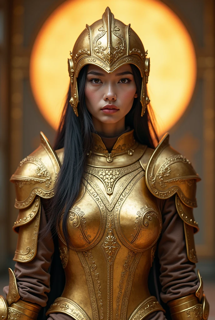 Face of indian woman, fair skin, a masterpiece ultra realistic ultra detailed portrait of a beautiful girl in incredible golden armor, baroque renaissance. in forest, medium shot, intricate, elegant, highly detailed. trending on artstation, digital art, by stanley artgerm lau, wlop, rossdraws, james jean, andrei riabovitchev, marc simonetti, yoshitaka amano. background by james jean and gustav klimt, light by julie bell, 4 k, porcelain skin, wearing a golden armor