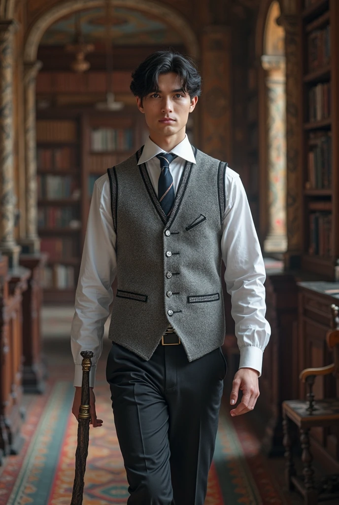 Timochar 2024, 1 boy, matrix, 17th century clothing, white ascot, period, Steampunk, P's Lie, Robotic Arm, Ultra HD, best quality, masterpiece, Hot topics on Arstation, rtx on, Reflection, Dramatic Lighting, Movie Lighting, Depth of Field, Smile, Gothic