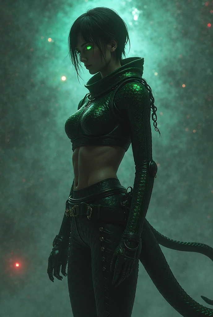 "The Last Anaconda Amazon" Beautiful woman, cold face, no horns, have an anaconda tail behind her butts, scary tail, have a thousand arms, an ancient witch, wear a full-mask cover face, holding sharply weapon and shield, wear an old-fashioned hood, wear a clothes from Arknights, Bloodborne theme, Arknights theme, dark fantasy, scary theme, green forest, monstrous pet, bloody background, supervillain, evil movement, mercilessly squads.
