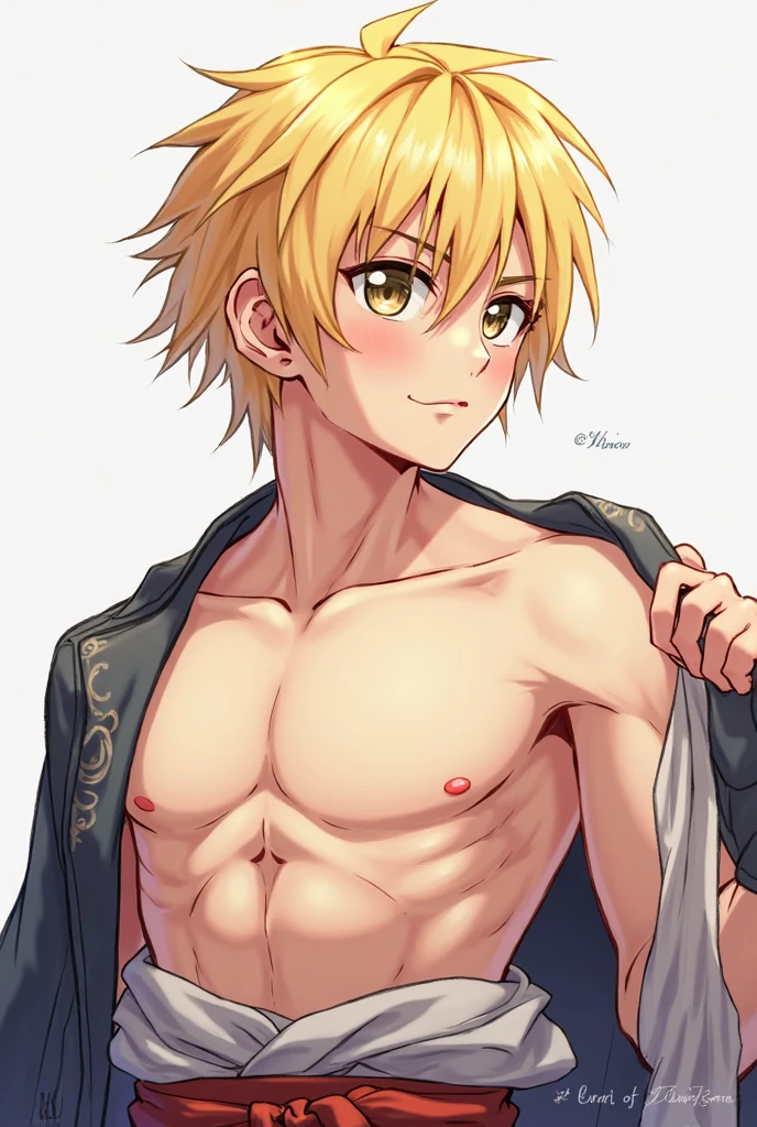 Shirtless 1 with a slim and somewhat defined femboy physique posing