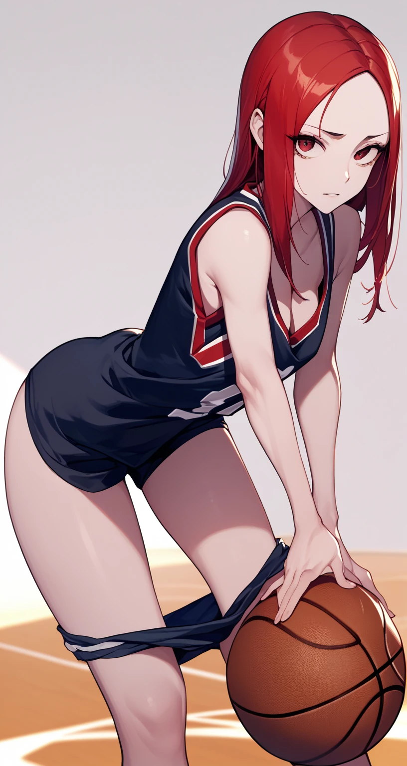 (8K,Highest quality,masterpiece:1.2),(Detailed eyes),(detailed),(Detailed hand and fingers),High quality CG Unity 8k Huge file size,Two arms、Two hands、Ultra fine,High resolution,Beautiful Eyes,woman、Ray Tracing,Dramatic Shadows,delicate,Hyper Detail,((Volleyball Player))、Bloomers、Red Hair Long Hair、gigantic breast、BIG ASS、Big thighs、(Very wet)、Cowboy Shot、Blushing、(Facing the front of the body)、((squat))、very hot、Sweat a lot、(((White Breath)))、(((haa)))、Embarrassing、((View your viewers))、((Spread your legs wide))、(Keep your hands behind your head)、Open your mouth vertically a little、(I can see my belly button)、(Show your side)、Composition looking up from a little below.、(Simple Background)