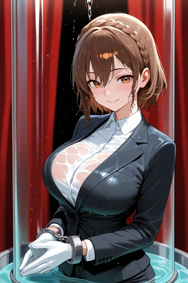 masterpiece, highres, high quality, 
glass sculpture, translucent, transparent, (nsfw:1.5),(worst quality, low quality:1.4), EasyNegative, bad-hands-5, multiple views, multiple panels, blurry, watermark, letterbox, , text, (loli, child:1.3), nails, nail polish, muscle Adult woman, (smile: 0.6), short red hair, (large breasts: 1.1), red eyes, sexy, small waist, (wide hips), transparent cardigan, (masterpiece: 1.2, superb), realistic, (real shot, thin Crafted,  depth of field), (1girl, solo), makeup, noble, (noble shirt and leggings: 1.3), elegant, blush, dignified, proud, confident, (white and shiny skin), beautiful and diverse jewelry, mature, married, (thin), (big ass: 1.3), bonny, (small mouth), there is a woman in a short dress posing for a photo, succubus in tight short dress, tracer in a tight dress, character is in her natural pose,  Anya from spy x family, casual pose, sexy pose, rendered in SFM, very sexy outfit, render girl photorealistic anime, perfect body shaded realistic, semi-realistic render, thicc