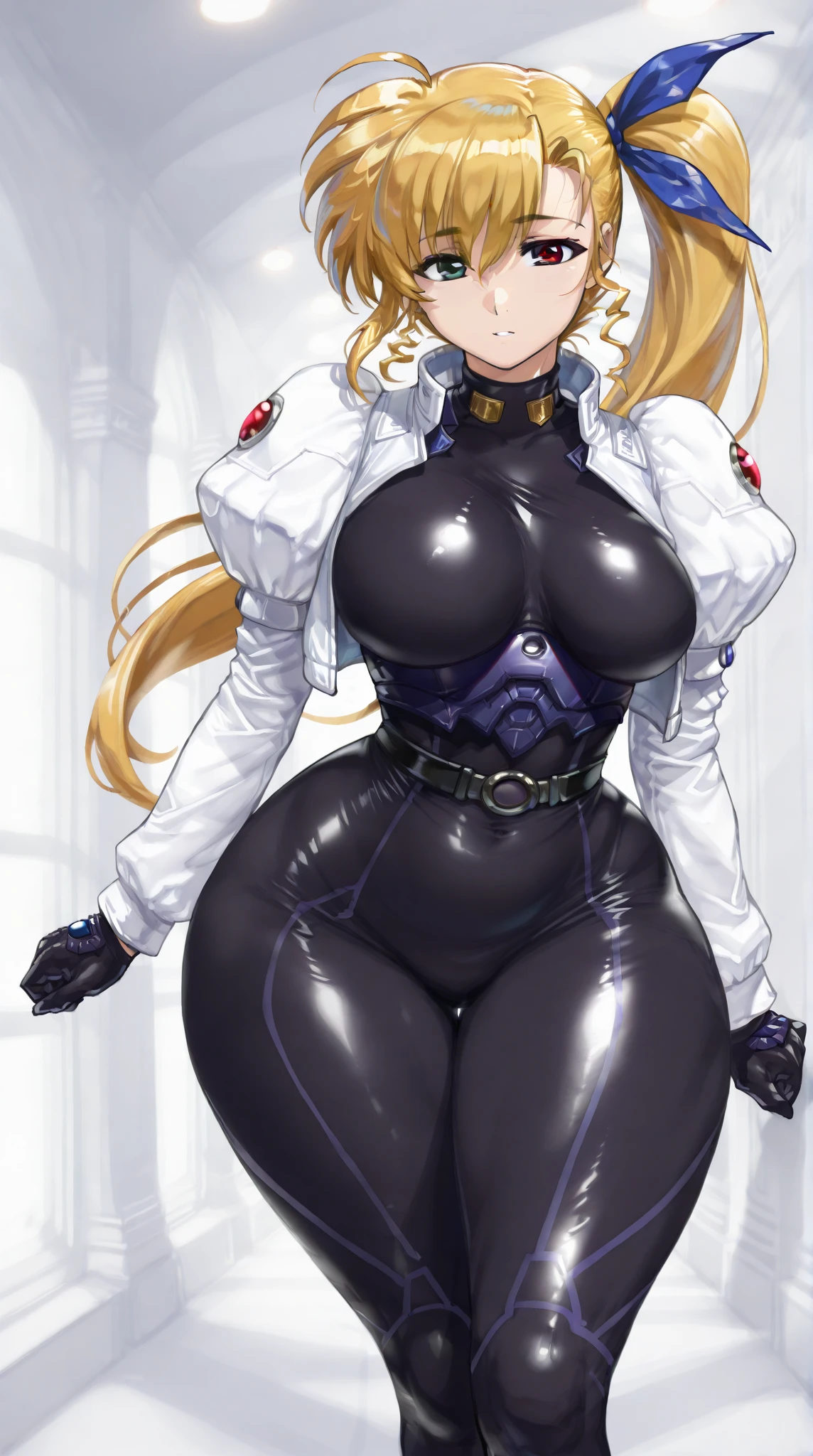 anime character with a huge breast and a cape on, thicc, oppai proportions, oppai, oppai cyberpunk, biomechanical oppai, small curvy loli, full body zenkai! asuka suit, commission for high res, thick body, she has a jiggly fat round belly, zero two, inspired by INO, fullbody commission for