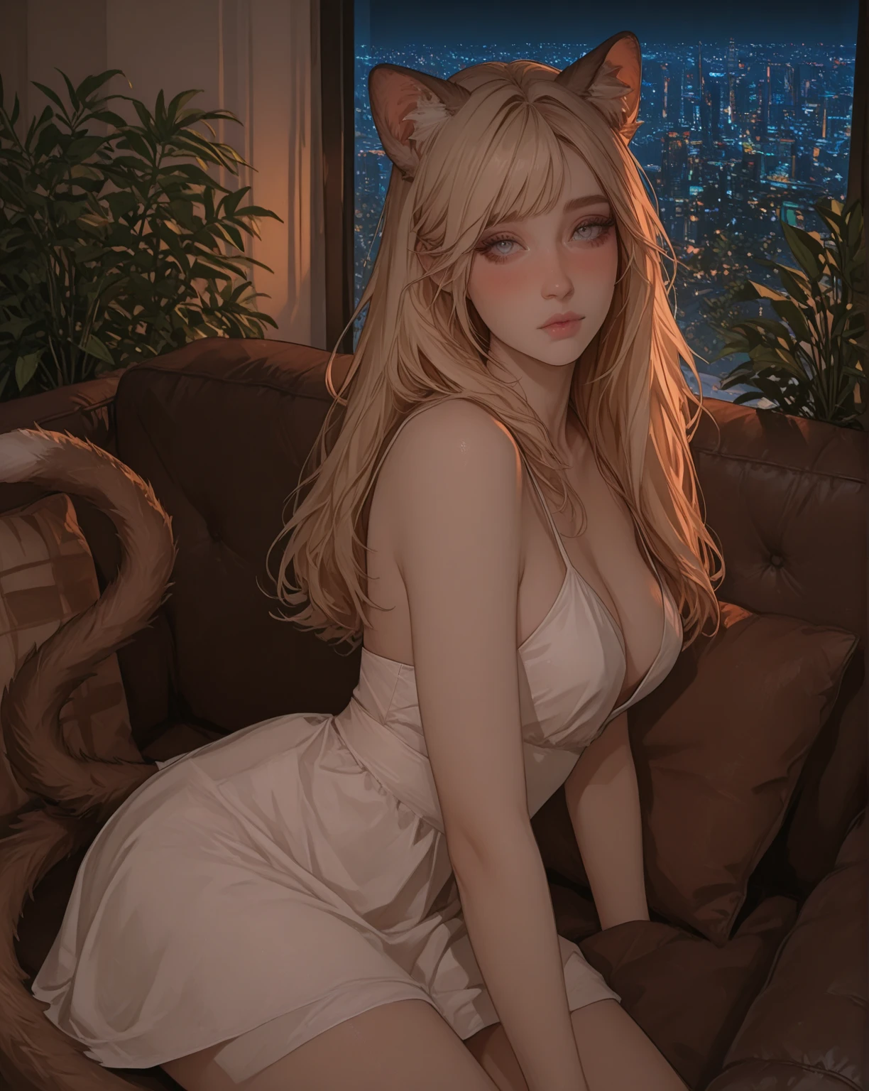 Shine warm, sexy, band-aid, tulle, seduction, fox, feminine, plump flesh, skin oil, milky liquid, long hair,