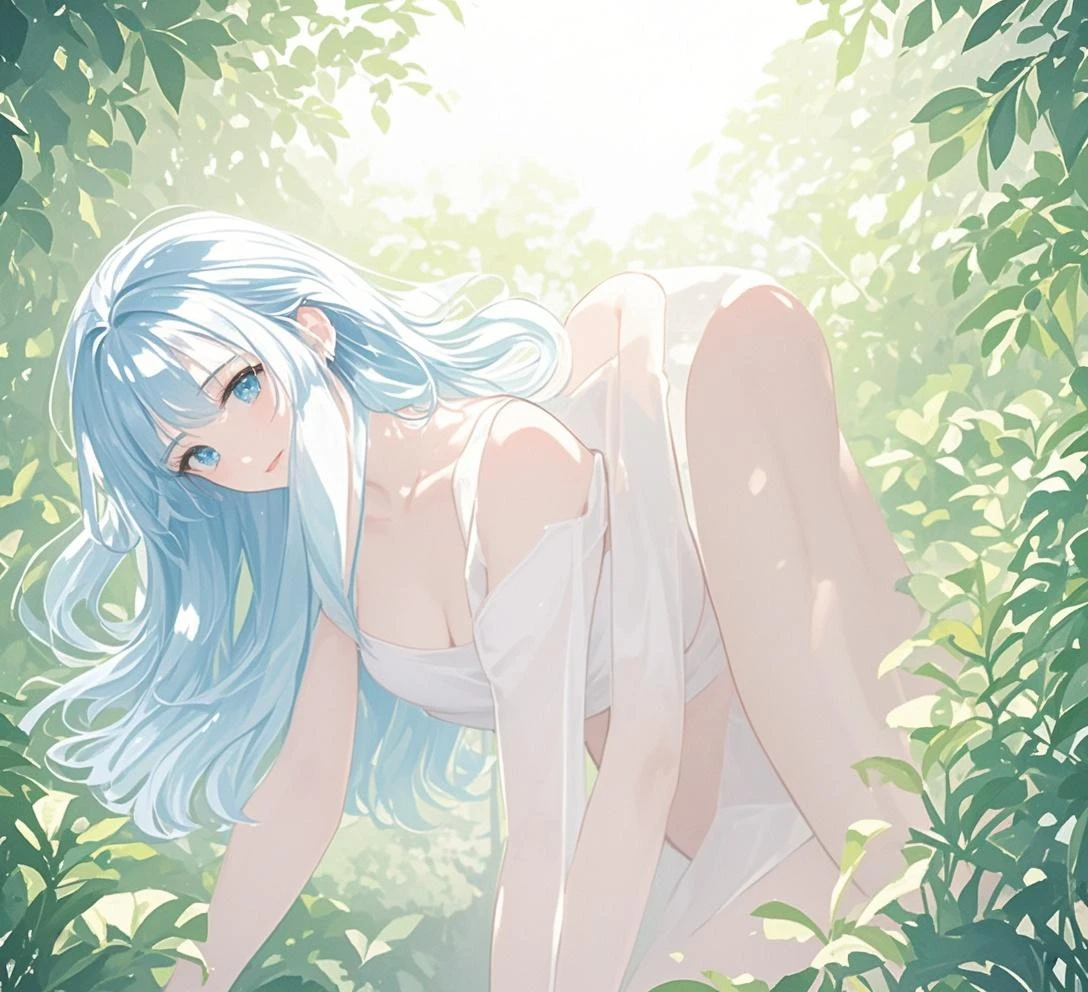 Motion blur, Depth of field,A place where strange boulders are bent,ln the forest,small stream,inverted image,extreme light,fog atmosphere,The moonlight shone on the side of the girl's face,22 year old,realisticlying,no-bra,vacuum,Extra-long sleeves,Off-the-shoulder attire,huge tit,cleavage,Full length of colorful hair(1.9),Color gradient for long hair,Messy hair,Barefoot,Full body like,realskin,realcumAI,Snow-white skin,Snow-white thighs,Top image quality,Extreme light and shadow,Colorful tights,High details,Standing painting,lines of movement,Dance,komono,PC Wallpapers,Two-thirds of the canvas generates the body,move chart