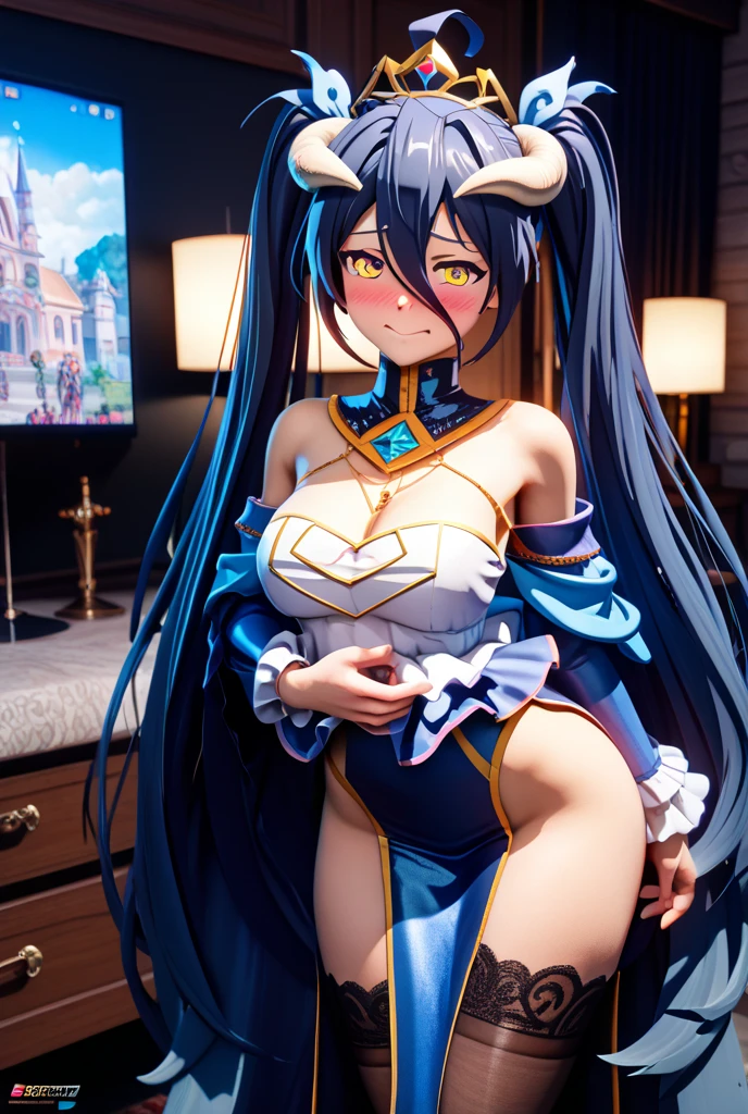 Kecingrnd, 1 woman, young woman, big ass, NIPPLES VISIBLE, open chest, , long long hair, closed mouth with a slight smile, split, blushing, draw up, High quality, extremely beautiful image, 8K, 16K, masterpiece