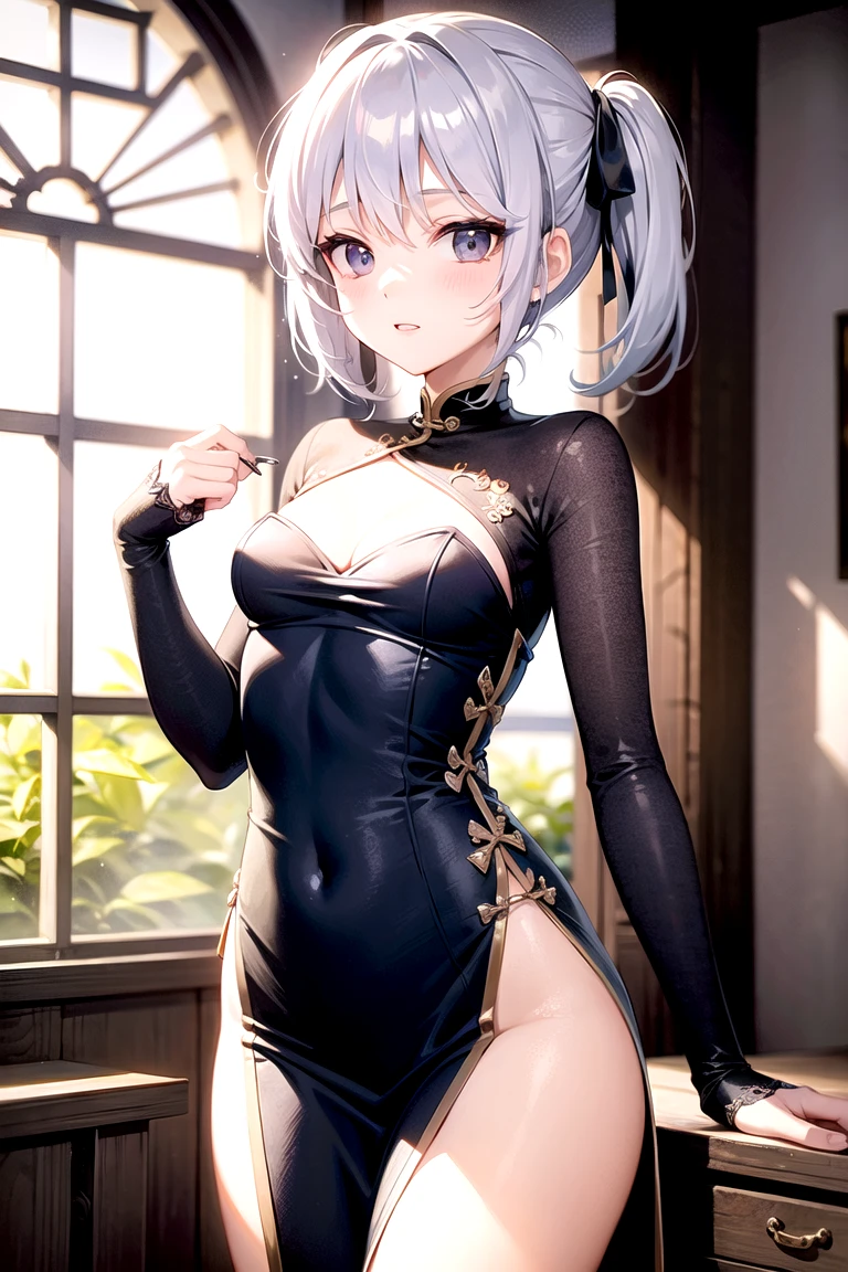 Anime, Sexy, ((The costume is made of metal:1.5)), ((In Kyoto Animation Style:1.5)), super precision, masterpiece, very extremely beautiful, Princess Face, ((1人の女性)), ((Solo:1.5)), ((Pink hair:1.5)), ((BobKat 1.5)), BREAK, ((Black eyes)), Short hair, ((Straight hair)), BREAK, ((The costume is silver:1.5)), BREAK, ((Taimanin suit:1.5)), ((Black Leotard)), (elbow groves), (Thigh boots), Professional Lighting, (25-years old), Narrow waist, Shiny skin, ((Oiled skin)), glistning skin, Looking at Viewer, Cowboy Shot, Dynamic Pose, is looking at the camera, inside in room, Sexy, A slight smil, Slightly open mouth, ((Cute)), ((Silver costume:1.5)), (Metal breastplate), sitting on, ((Hands behind your back)), Ultra-fine eyes, Ultra-fine face, ((skirt by the:1.5)), ((thin lips:1.5)), Sexy, ((drooping eyes)), ((very small breasts)), Troubled face, half opened eye, ((Silver costume:1.5)), Latex, Sexy, ((portlate:1.5)), faces, ((Sit on the ground:1.5)), From the top, Positive image,