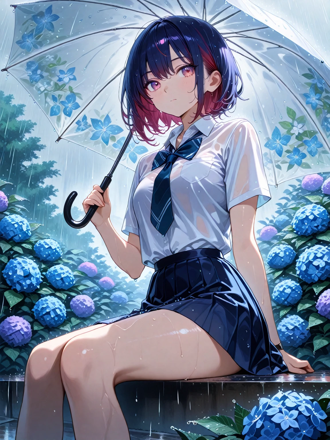 masterpiece, Highest quality, Nico_Yazawa,High resolution, 1 Girl, alone, Brown Hair, short hair, Twin tails、Purple eyes,  , , (Cleavage)、(Beautiful thighs), Carrying a red backpack, (randoseru backpack:1.2) 8 year old small 、Pink dress、Skirt Lift、Men holding penises and surrounding a girl、Mesgaquismiles、From the penis、Bukkake for girls、Thick thighs、Glasses、Ugly、Plump、garden、Striped underwear、Mouthful of cum、