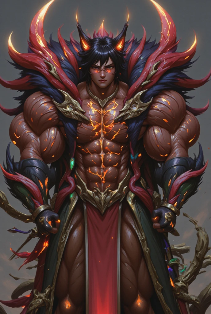 (((intricate design))) (((Top quality))) (((16K))) (((High Definition))) 16K splash art, high-res, ultra sharp, ((masterpiece)), the best quality, expressive eyes, perfect face, Super eyes, perfectly detailed anatomy, (((ripped pecs))) (((Volumetric lighting))) (((natural light))) (((dark shadows))) (((fluorescent lights))) (((1male))) (((muscular))) (((bodybuilder))) (((broad shoulders))) large bulge (((Asian Man))) (((red shimmering fairy wingagazine cover))) powerful warrior, Black straight long hair, red eyes, in the rainforest, glitter, sparkles, fire, flying, fairy magic, flying, glossy skin, coloured tattoos, earrings, royalty, shimmer, delicate, beautiful, red shimmering translucent suit, black boots, jewellery, scary, intimating, angry, enraged, moustache, metallic,