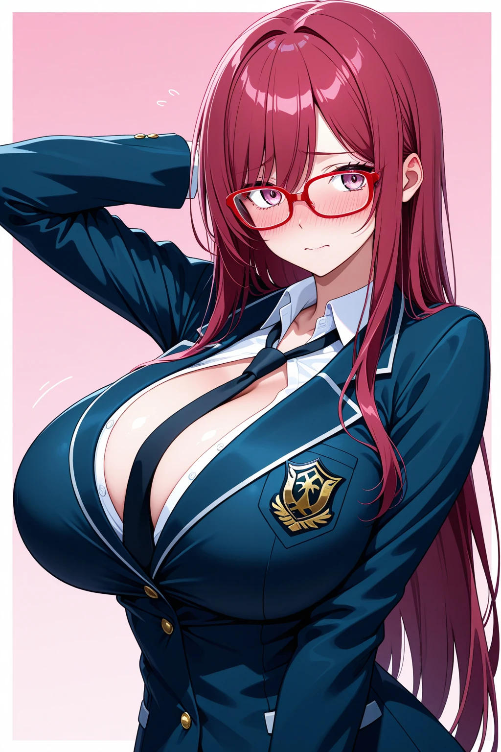 (best quality:1.5, highres, UHD, 4K, detailed lighting, shaders), red wavy haired, gradient hair, large breasts, suit, social long pants, mature woman with glasses, (pov), white background, colorful eyeshadow, dramatic lighting, sparkling eyes, sensual expression, golden earrings, flowing hair, delicate facial features, soft skin, high cheekbones, urban setting, white background, dont look for the camera, lean forward, wet with water.