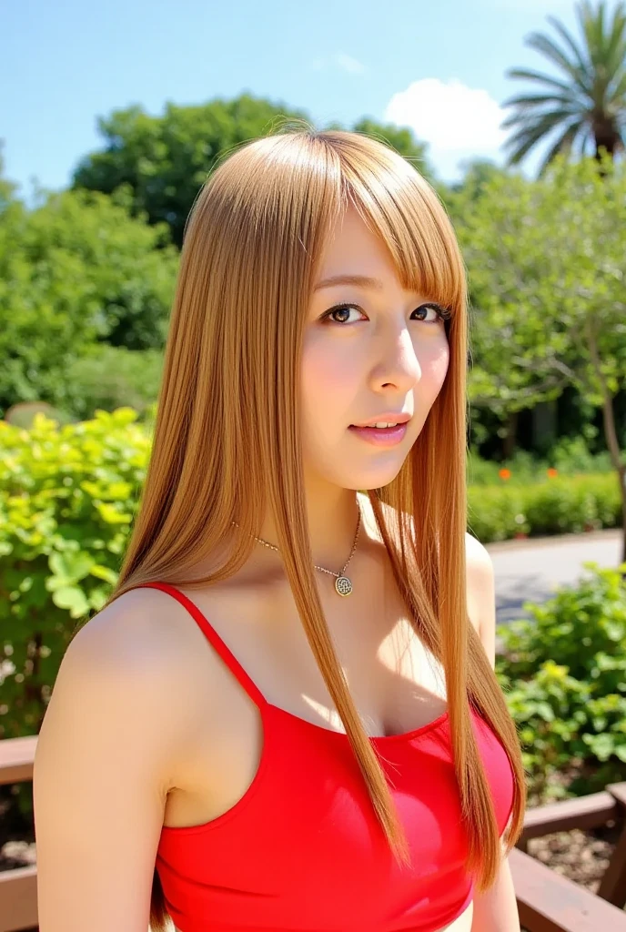 (naked:1),(Wet_Red dress:1.1),Asuna,A light smile,sexy,Wet_hair, highest quality