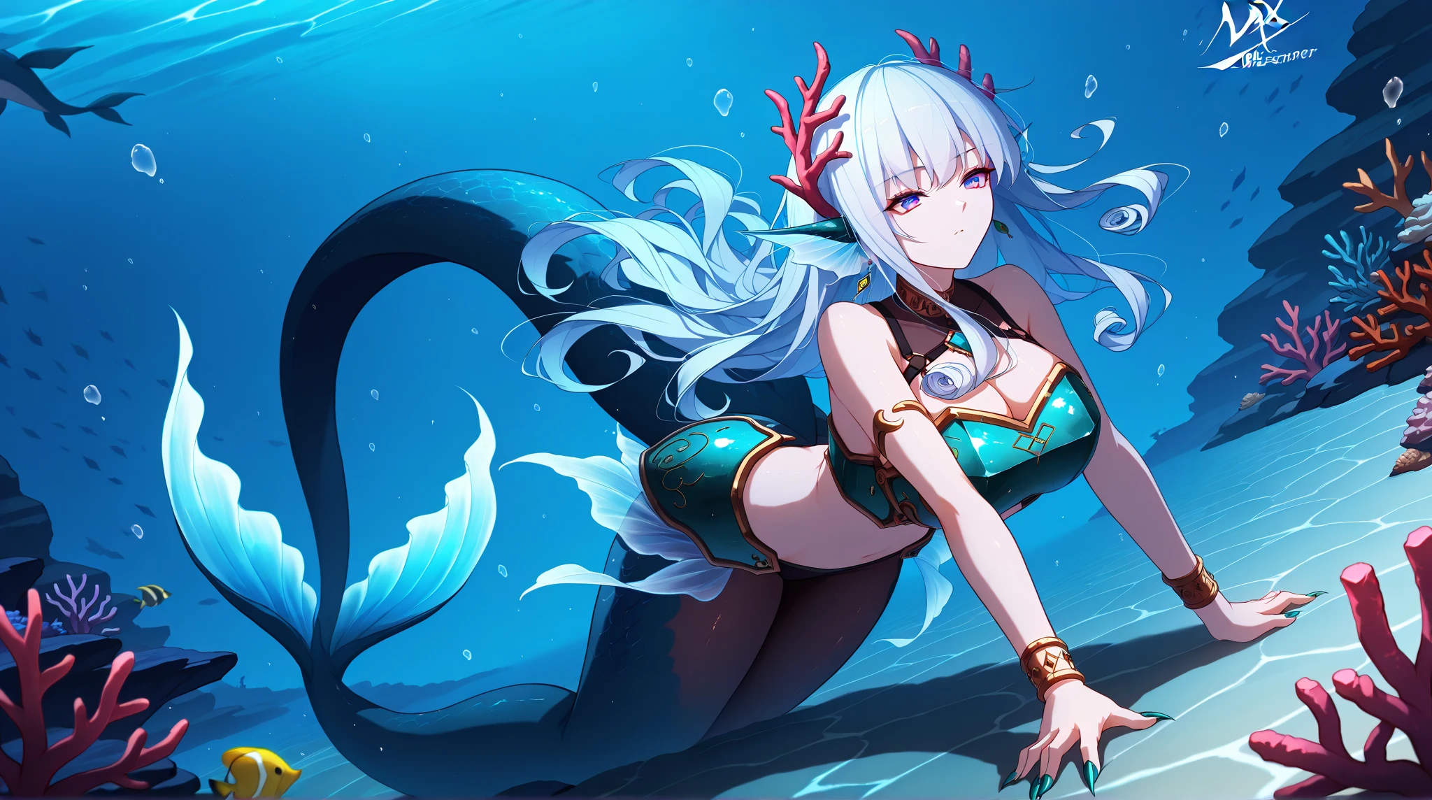 score_9, score_8_up, source_anime, 1girl, solo,The photo features a female character dressed in attire inspired by sea motifs and mythology. She wears a gold crown with horn-like decorations and has long flowing hair with a bluish tint. Her dress is predominantly green and gold, with the lower part resembling fish scales, giving the impression of a mermaid or sea goddess. On her shoulders are ornaments shaped like dragon or sea creature heads. The character also holds a staff adorned with sea elements, completing her grand and mystical appearance. (bound wirsts), (arms behind back), (tapegag, tape gag), dramatic,  (looking at viewer), (detailed pupils:1.3), ,red rope, thick rope, small breast,full body 