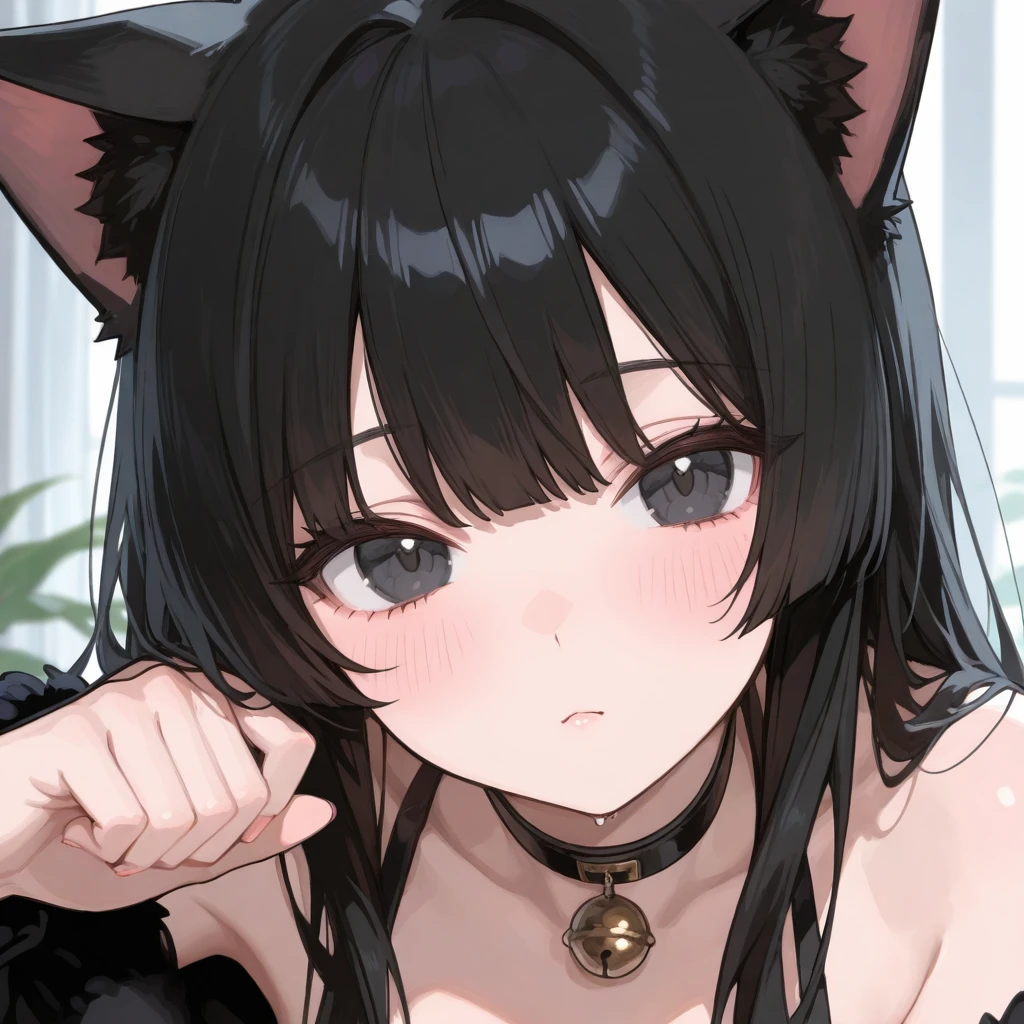 kissdo,<lora:TOnge-10:0.75>,1girl,big tits,animal ears,(pov),(hand on another's face)