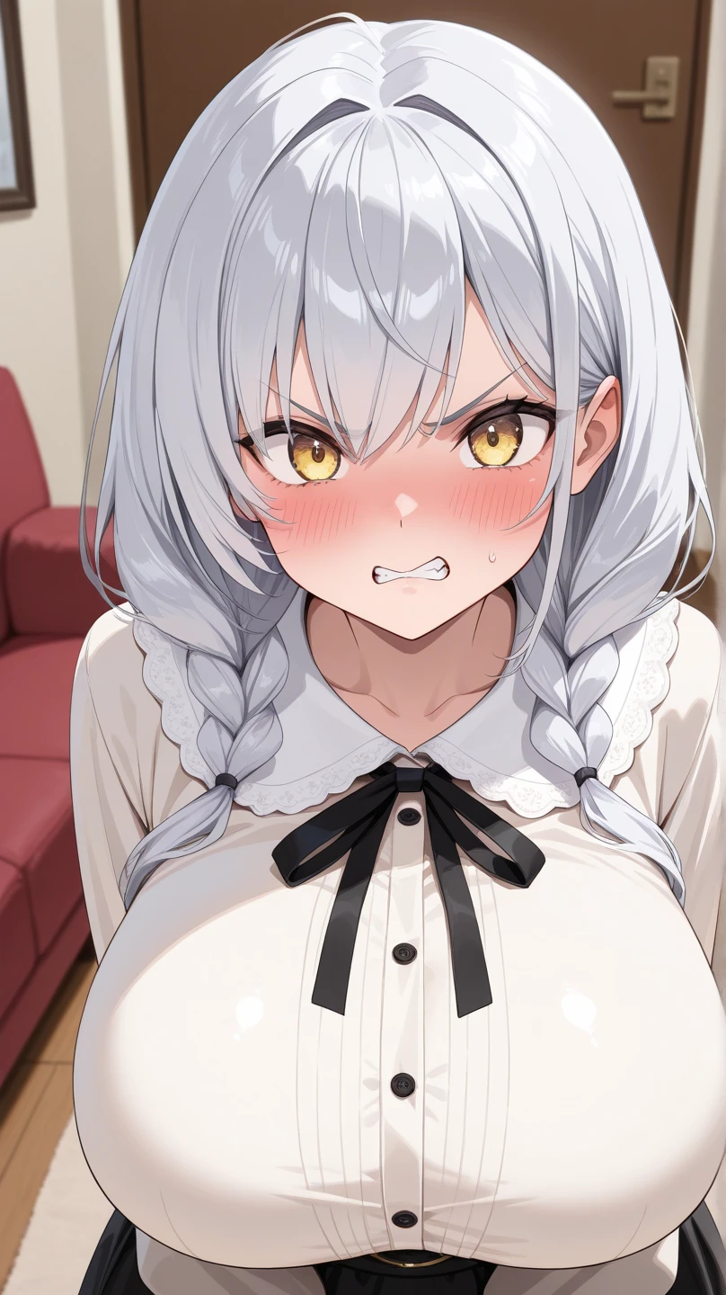 short hair, listening to, blonde)、((beige cardigan、white blouse、navy mini skirt))、double、long eyelashes 、(luxury hotel、on the bed)、 (best quality,high resolution, realistic, highres, 1girl nsfw) ,slender body,vagina sex,missionary,orgasm face,sweat,saliva,,cum in pussy,(girl trembling with sexual climax)、sweating、back bridging、swaying breasts、(((heart pupil)))、opening a big mouth、sticking out tongue、Ahegao