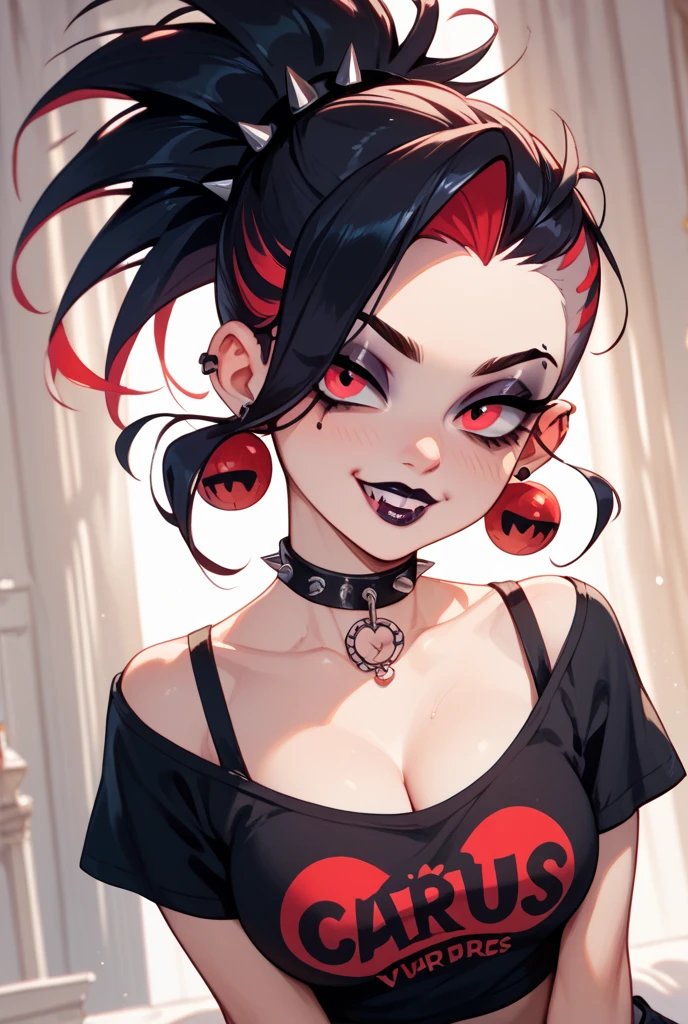 score_9, score_8_up, score_7_up, score_6_up, 1girl, 18 years old, source_cartoon, source_western, dramatic, cinematic, dramatic lighting, neon light, (red light), (blue rim light), low key, dimly lit, rating_explicit, violetparr, sexy seductive Violet Parr, focus on face, aroused, horny, lustful, red collar, red leash, holding leash, close-up, macro shot, lewd smile, raw, photo, bokeh effect, black hair, long hair, violet hairband, lewd look, playful, blush, violet eyes, bare shoulders, over the shoulder, looking at viewer, parted lips, red lipstick, petite girl, pink tube top, covered nipples, small breasts, submissive slut, adorable girl, sweaty, (shiny skin), makeup, eyeshadow, skindentation, tekuult, 43stl1ght1ng, g0thicPXL, glowing, (volumetric lighting), light particles, (subsurface scattering), highly detailed, back alley, neon sign, smoke
