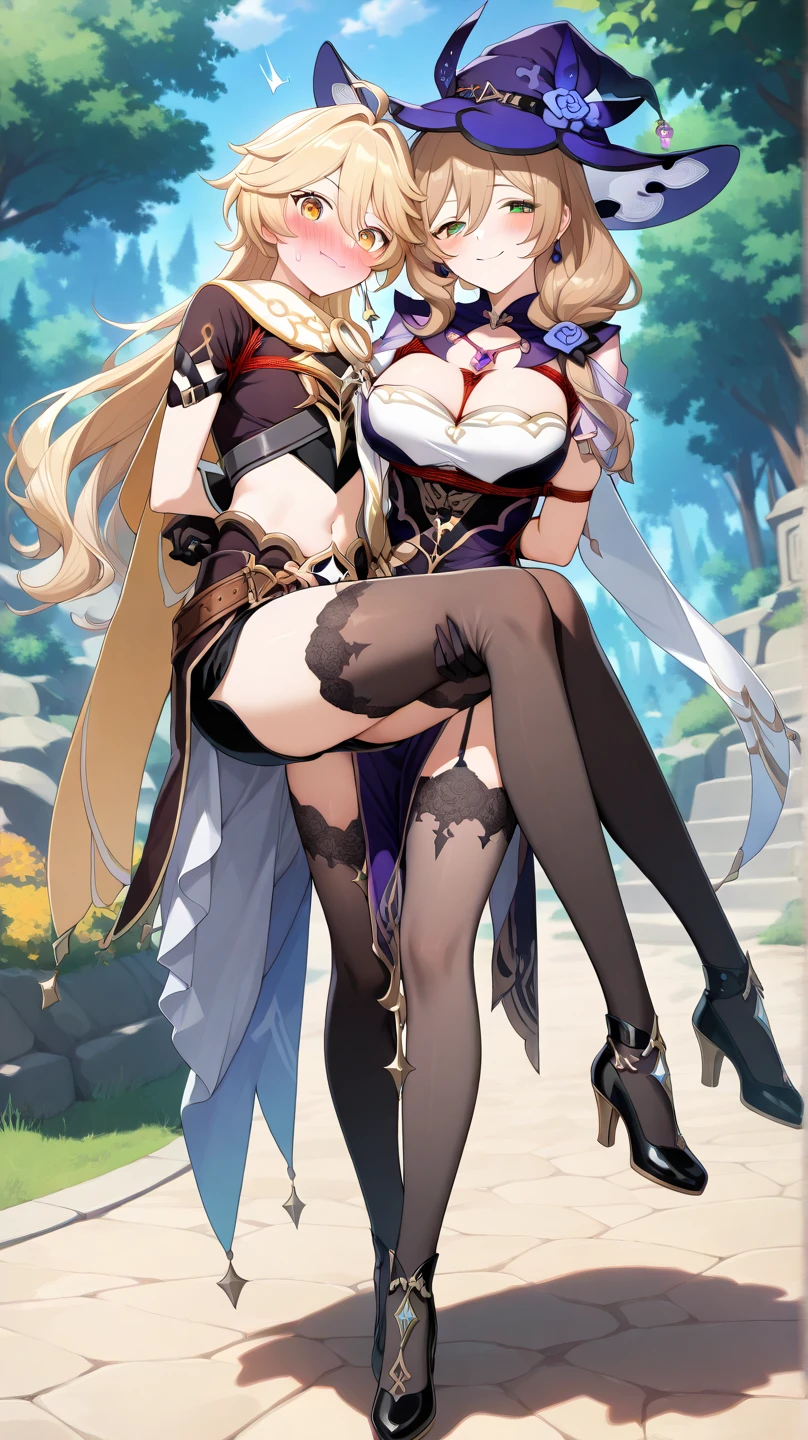 tmasterpiece, Best quality at best, A high resolution, Ajof, side locks, golden hairband, hair adornments, red eyes, gold earring, Large breasts, Collar, exposed bare shoulders, Black dress, two-sided dress, Fingerless gloves, Long boots, looking at viewert, Outdoor activities, the night, from below, Black panty, sitted, spread their legs