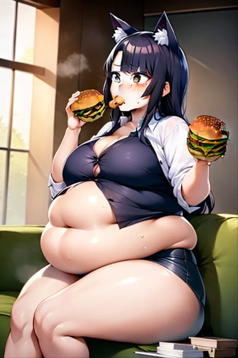 a woman in jeans and a white top posing for a picture, her belly button is exposed, belly button showing, wearing crop top, she has a jiggly fat round belly, girl fat, obese body, bigger belly, bigger ass, bigger breast, large thighs, wide hips, wearing a sexy cropped top,, violet myers, thicc, sie boob, wearing bra, sexy girl, laboratory, sittings, eating hamburgers, hamburguers, sexy, stockings, sittings, eating hamburgers, hamburguers, (Masterpiece:1.2), best quality, high resolution, beautifully detailed, extremely detailed, perfect lighting,