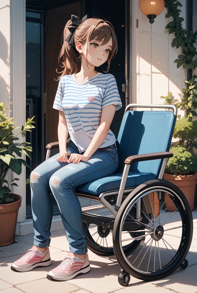 red-haired girl in a wheelchair