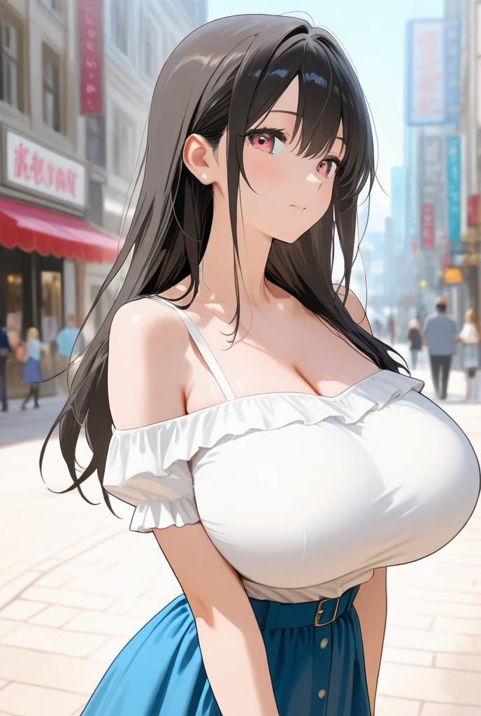 1 girl, sexy trucker anime girl driving a truck, outside the truck, standing next to truck, big truck, big breasts, sexy, slutty outfit, cleavage, truck visible in background, beer in hand, slutty, teasing pose, TRUCK VISIBLE BEHIND THE GIRL