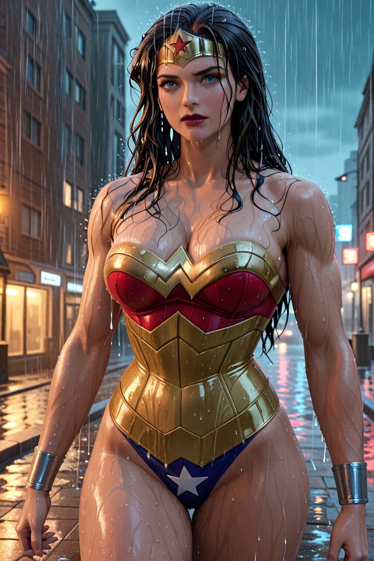 ((Full body)) ((Back view)) (She's standing, tiptoes) (she's barefoot, barefoot) ((Your blouse is tattered, Your mesh is tattered, his uniform is tattered, seu traje esta esfarrapado, your clothes are tattered, his pantyhose are shredded and torn)) sem calcinha, no-bra. WONDER WOMAN SUPERHEROINE. She's sweaty all over her body. She's screaming in terror, She's terrified, She's crying a lot. ela tem cabelos escuros, ela tem cabelos compridos. (She wore a suspension belt and Fishnet Footless pantyhose and maid's lace line) She screams and begs for mercy, Ela cai no choro. Wearing a thick metal necklace around the neck with a chain. ( your clothes are wet) (Sua urina escorre pelas pernas, your urine dripping on the floor. ) Uma garota loira finlandesa, pele oleosa, (shibari acorrentado:1.2), submissa, pendurada, Separate hands, up hands, bunda perfeita, costas arqueadas, (olhar por cima do ombro), (tiro escuro:1.2), Caudas duplas, (detalhes intrincados:1.12), (detalhes intrincados, hiperdetalhados:1.15), HDR, masmorra, (in the nighttime:1.2), lareira, luz quente, dramatic light, cinematografic, (((slavery))), (((BDSM))), Masmorra BDSM, (((pervertido))), Containment, Empatado, Empatado, arms Contents, restrained hands, Body Fully Content, Content, empatado Com Correntes, tied up hands, boca aberta, corar, roupa BDSM, (((BDSM hardcore.)))