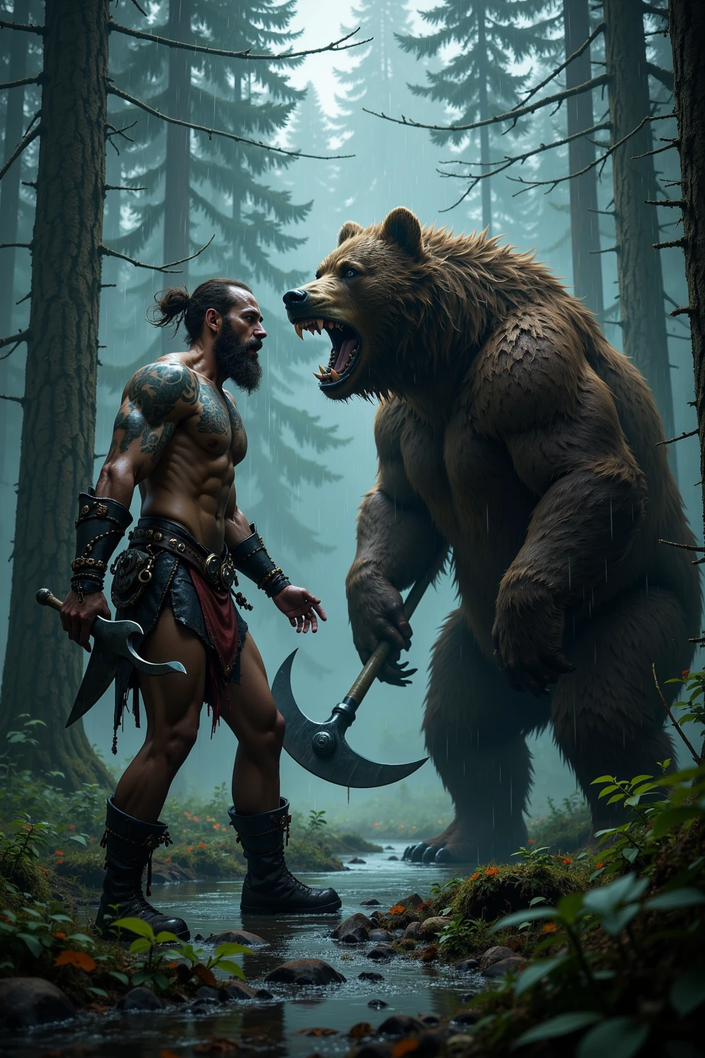 A Worrior after fight with gaint bear