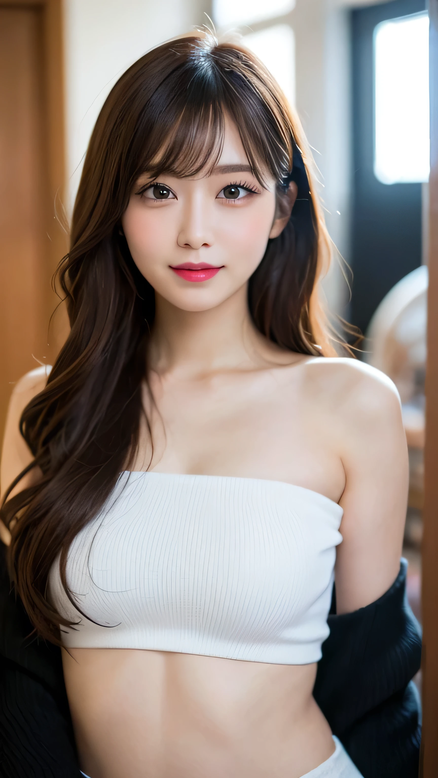 highest quality, shape, Very detailed, finely, High resolution, 8k wallpaper, 完璧なダイナミックな構shape, finelyて美しい目, Natural Lip, Random sexy poses,RAW Photos,cute,smile、Cabaret Dress、Long Straight Hair