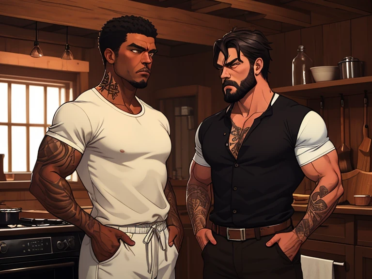 ((full body)),(angry),obra de arte:1.2, melhor qualidade, ultra detalhado, absurdos, Marcus "Juggernaut" Johnson:
Physical Description: Gigantic, bulky muscles, tribal tattoos.
Personality: Gentle, loyal, and protective, bodyguard of an important figure.
Clothing: Tailored black suit, white shirt, sunglasses.
Setting: Luxurious mansion of a magnate, with guards at every corner.
Photography: Soft lighting highlighting the opulence of the mansion, contrasting with Juggernaut's imposing figure. (retrato), cruzado, armadura elegante, (cocar elegante sobre capuz), Rei leproso, no estilo de Kentaro Miura, pele azul, (rosto desfigurado), partially cursed face, 1 mulher, fantasia, SCI-FI, Serious Expression, muscular, (Androgynous facial features),
