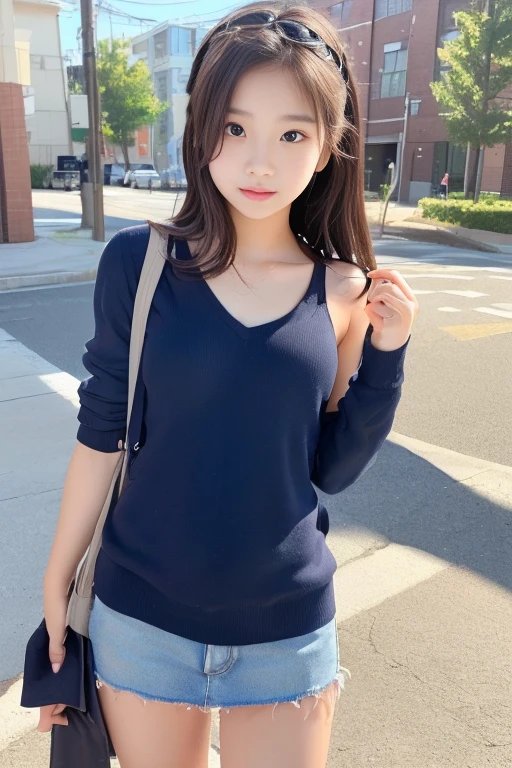 (best quality, 8K, master piece:1.3)), sharp:1.2, beautiful woman with perfect figure:1.4, slim abs:1.2, ((straight hairstyle, ）Beauty with a round face、one piece，（rain，street：1.2），get wet：1.5，Highly detailed face and skin texture，detailed eye，double eyelid，look sideways at the camera、whole body、skirt、Up to the feet、thighs、drooping eyes、black hair、２０A little ugly in my teens、black hair、Chubby、thick lips、Eyebrows too big、black hairロングヘア―、Japanese face、A girl with a cute smile、