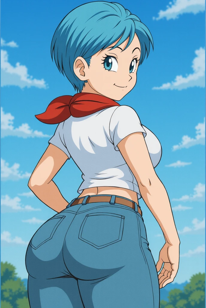 ((Masterpiece,Best Quality)), absurdities,
1 girl, water_Hair, Fair_back, Blue_sky, old, BULMA, Very full_old, neckline,
one_side_above, outdoor, randoseru rose, short_shorts,
Alone, smiling, looking at the viewer, cowboy shot,