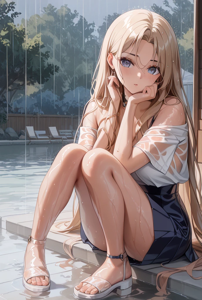 girl, sweat, medium breast, shy, detailed hand, looking at viewer, lips apart, dynamic shadows