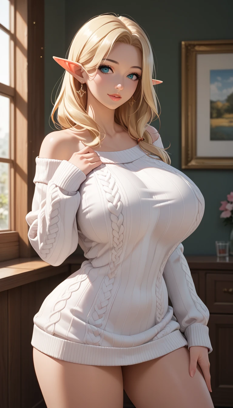 showing breasts, big boobies, opening the sweater