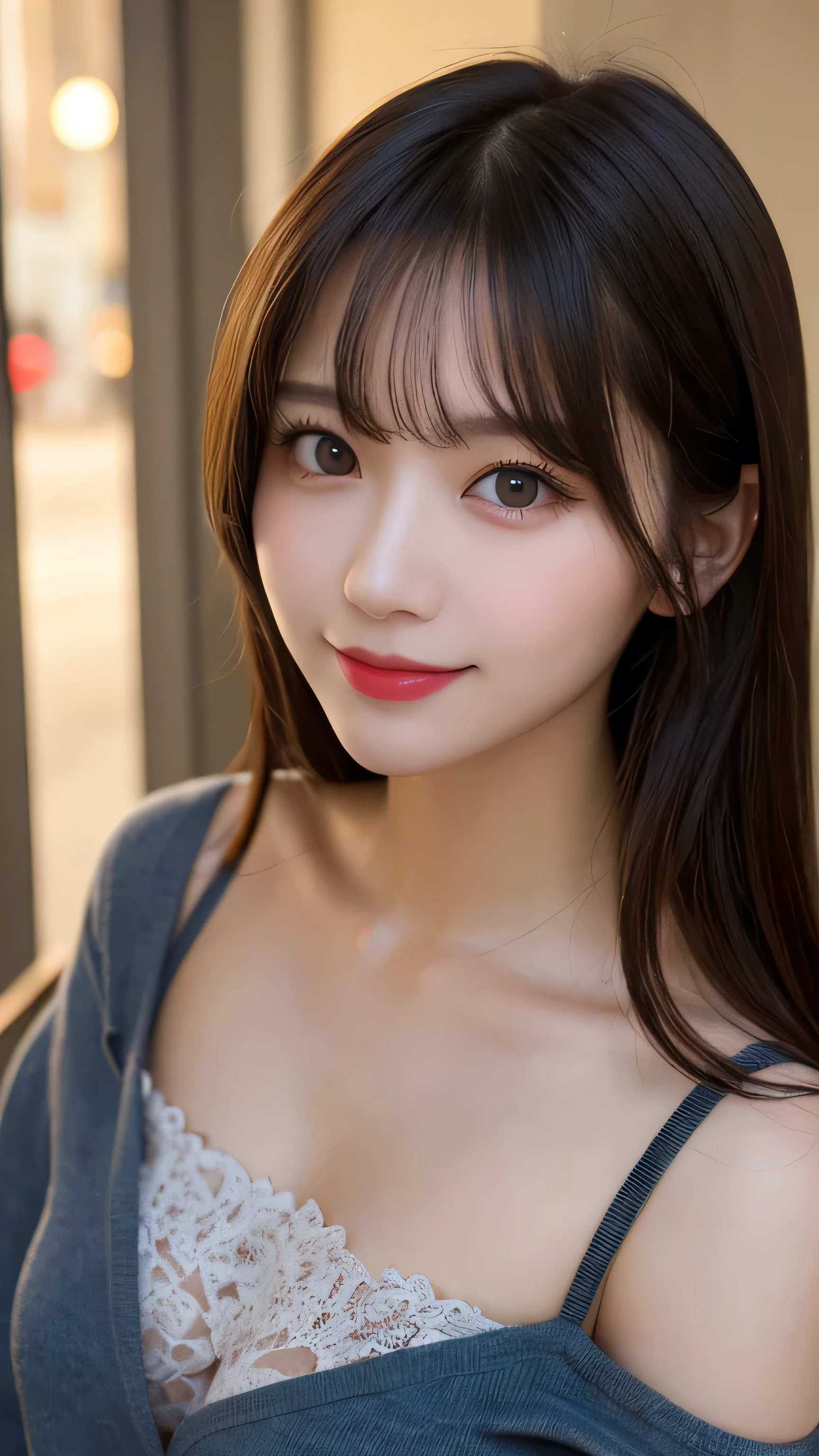 table top, highest quality, figure, super detailed, finely, High resolution, 8k wallpaper, Perfect dynamic composition figure, detailed and beautiful eyes, medium hair,small breasts natural color lip, bold sexy pose,smile,Harajuku、20 year old girl、cute、sexy shot looking at camera
