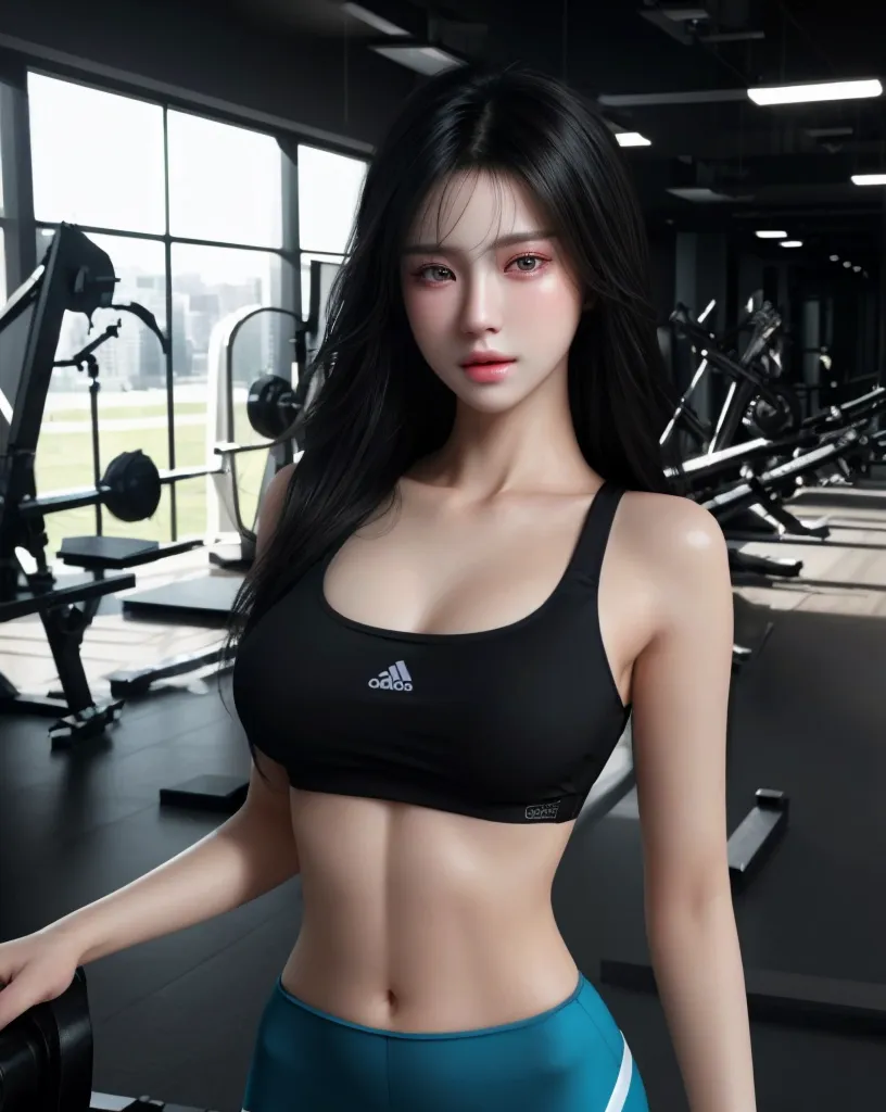 Ultra Realistic,Snowwhite, wearing gym clothes, lifting weights at the gym, sweat, intense gaze <lora:Cine Princesses:1>