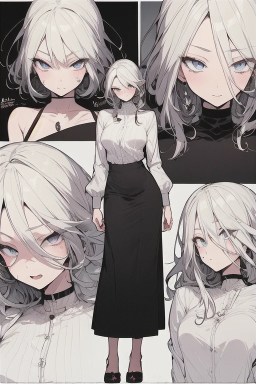 Full body, White one-piece military uniform,(masutepiece:1.2, Best Quality), (finely detailed beautiful eye: 1.2), (beautifull detailed face), High contrast, (Best Illumination, extremely delicate and beautiful), ((Cinematic Light)), Dramatic light, Intricate details, emeraldgreen eyes, Belt under boobs、White military uniform, White skirt,Wine red hair, (Pale white background:1.5),  Black tie