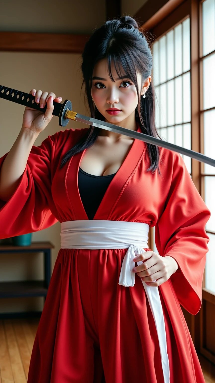 dramatic composition、full shot、((A woman is looking at me in a sexy pose))、((Japanese Bijin Sentai heroine is restrained with a rope))、sentai hero movie、Japan sexy actress、very stylish、very long legs、((very big boobs))、Inside the dark organization&#39;s hideout